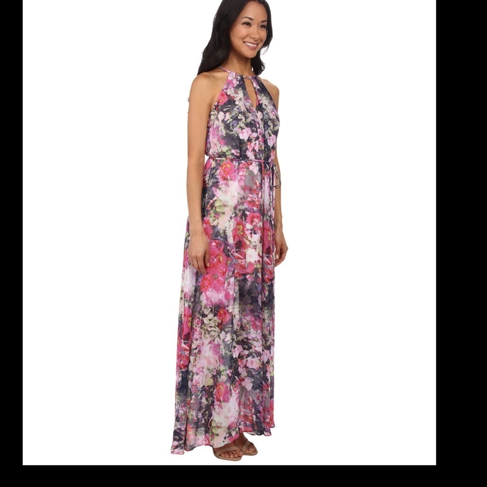 Maggy London floral print chiffon maxi dress